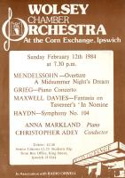 poster for concert on Sunday 12 Feb 1984