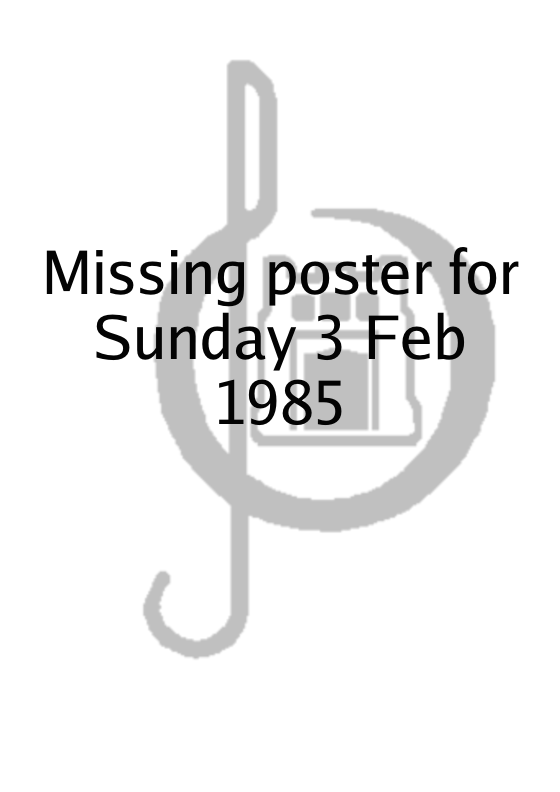 Poster for Sunday 3 Feb 1985